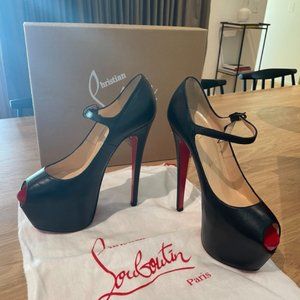 Christian Louboutin Black Stiletto Lady Highness 160 Kid/Patent Calf toe